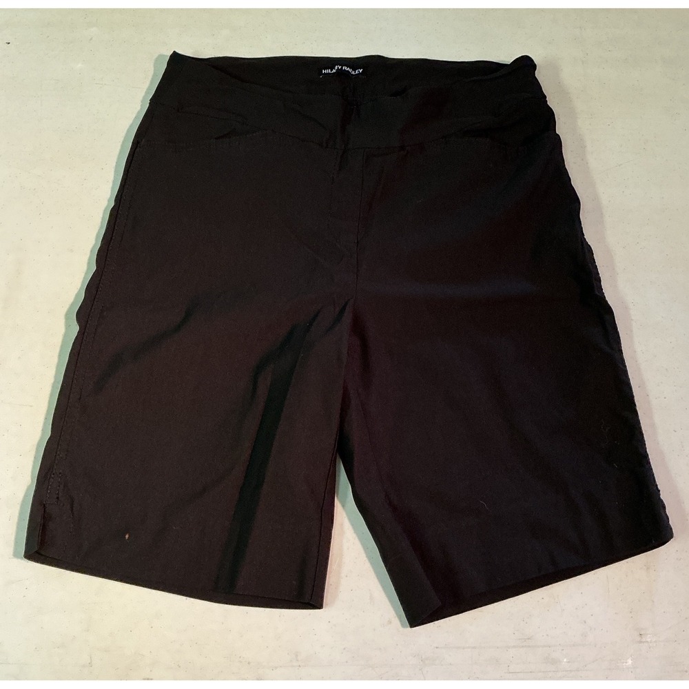 Hillary Radley Black Pull On Bermuda Shorts Womens Size Medium Stretch Pockets